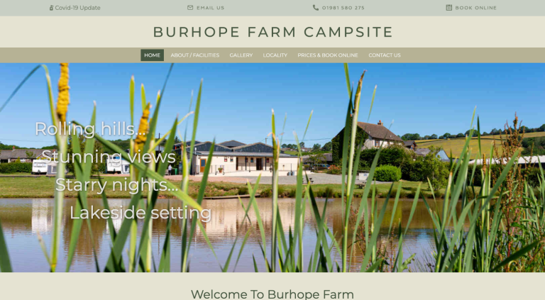 Web Design For Accommodation Adults Only Herefordshire Touring Park Campsite Motorhomes Campervans. Fishing Lake.