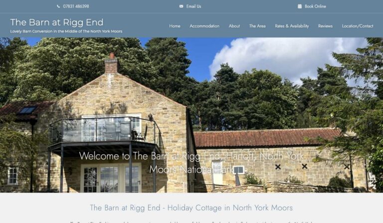 Web Design For Accommodation The Barn at Rigg End